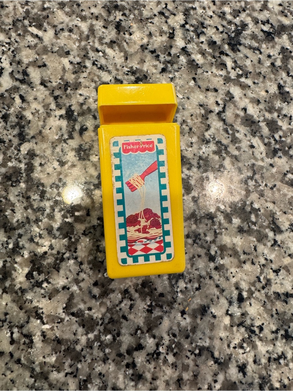Fisher-Price vintage Yellow Toy spaghetti box